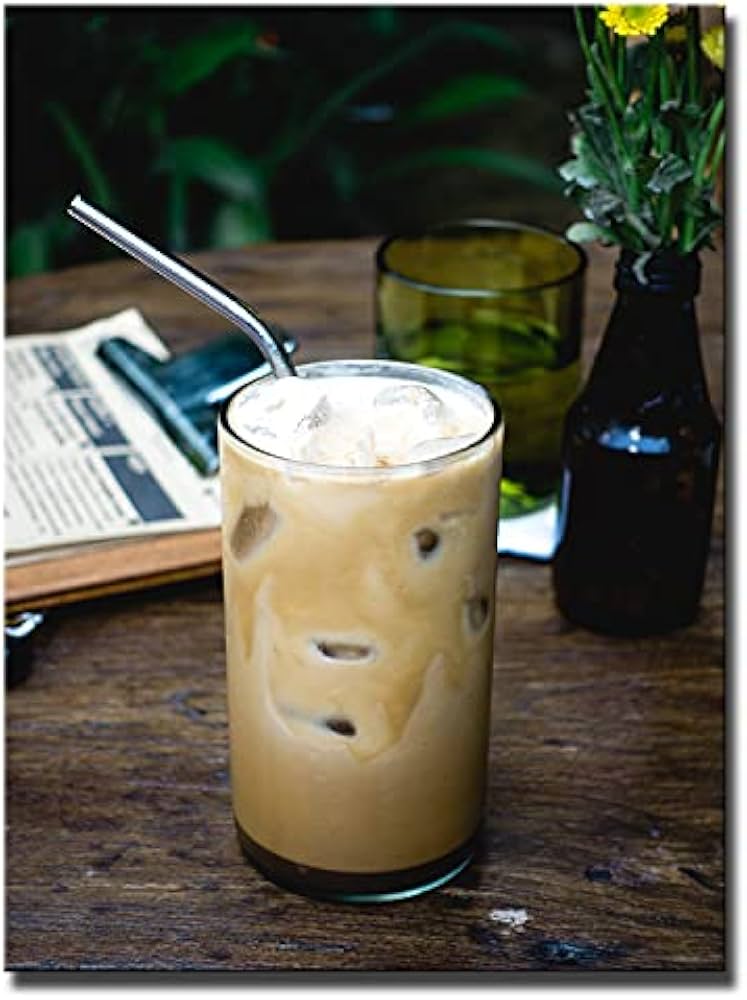 油彩画　アイスコーヒーとアイスカフェラテ 油彩画アイスコーヒーとアイスカフェラテ